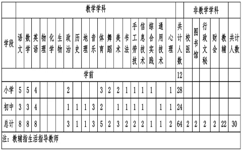 教师招聘岗位表